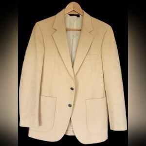 Wedding Tan Neutral Faux SuperSuede 2-Button Blazer Sport Jacket Western Boho